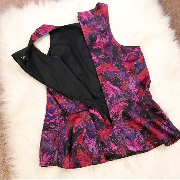 EXPRESS purple red pink peplum sleeveless top - Picture 4 of 7